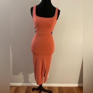 Lulu's Vibrant Orange Midi Dress